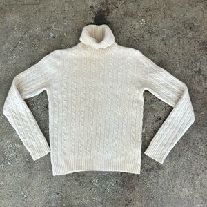 J. Crew Women’s Cream Wool blend Cable Knit Turtleneck Sweater
